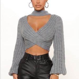 cut out long sleeve sweater top